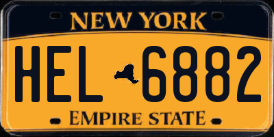 NY license plate HEL6882