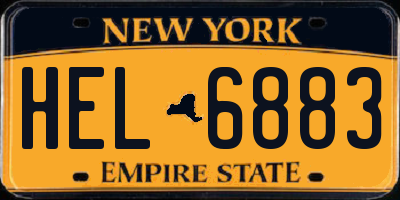 NY license plate HEL6883