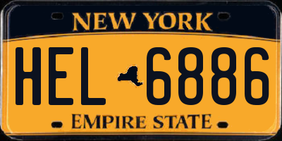 NY license plate HEL6886