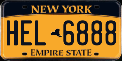 NY license plate HEL6888