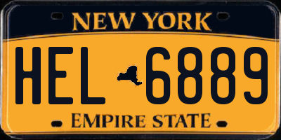NY license plate HEL6889