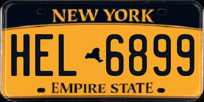 NY license plate HEL6899