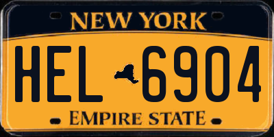 NY license plate HEL6904