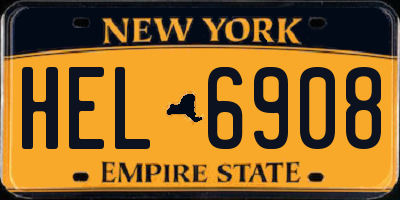 NY license plate HEL6908