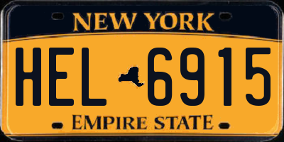 NY license plate HEL6915