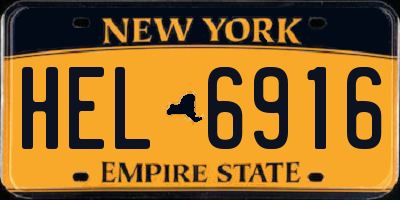 NY license plate HEL6916