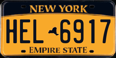 NY license plate HEL6917