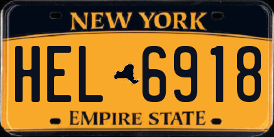 NY license plate HEL6918