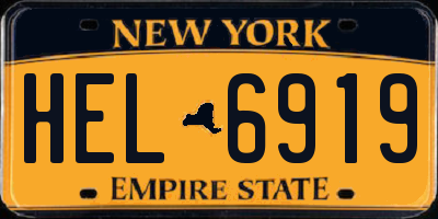 NY license plate HEL6919