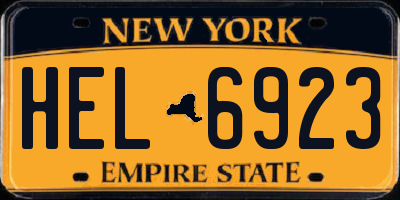 NY license plate HEL6923