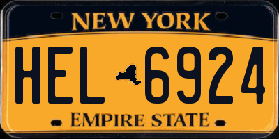 NY license plate HEL6924