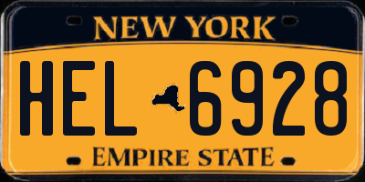 NY license plate HEL6928