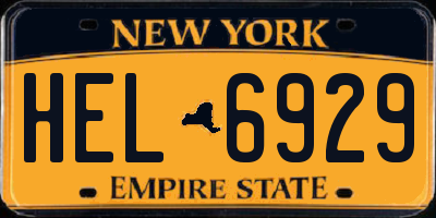 NY license plate HEL6929