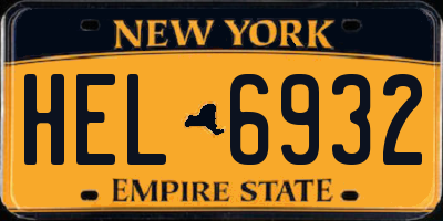NY license plate HEL6932