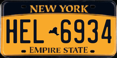 NY license plate HEL6934