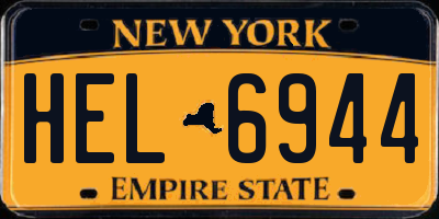 NY license plate HEL6944