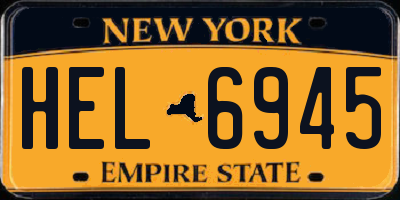 NY license plate HEL6945