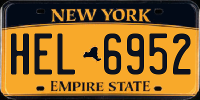 NY license plate HEL6952