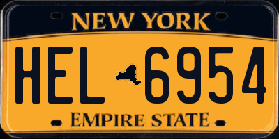 NY license plate HEL6954