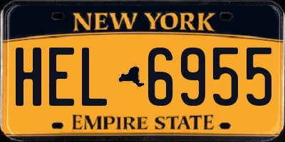 NY license plate HEL6955