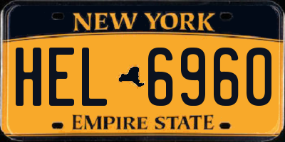 NY license plate HEL6960