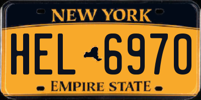 NY license plate HEL6970