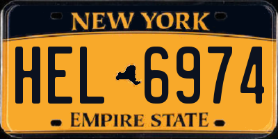 NY license plate HEL6974