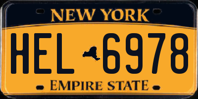 NY license plate HEL6978