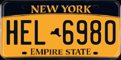 NY license plate HEL6980