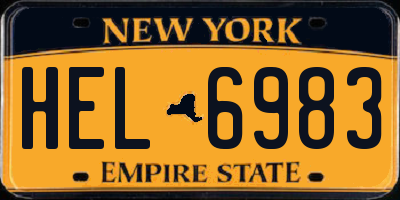 NY license plate HEL6983