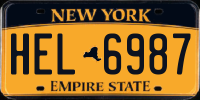 NY license plate HEL6987