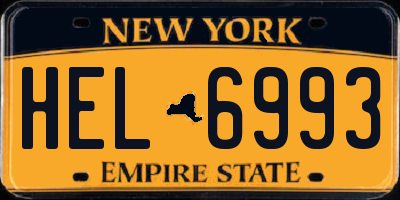 NY license plate HEL6993