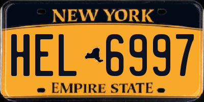 NY license plate HEL6997