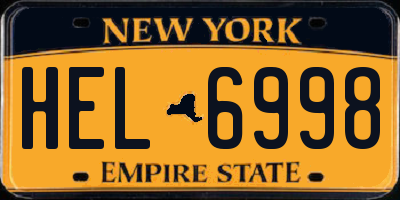 NY license plate HEL6998