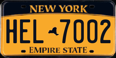 NY license plate HEL7002