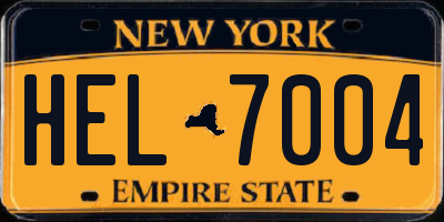 NY license plate HEL7004
