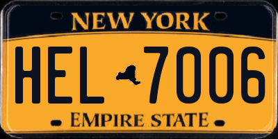 NY license plate HEL7006