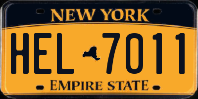 NY license plate HEL7011