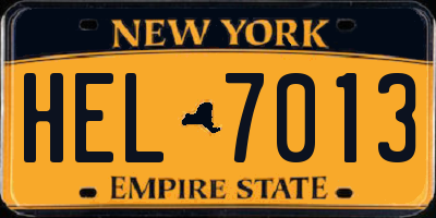 NY license plate HEL7013