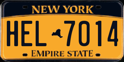 NY license plate HEL7014