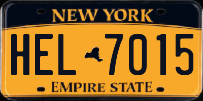 NY license plate HEL7015