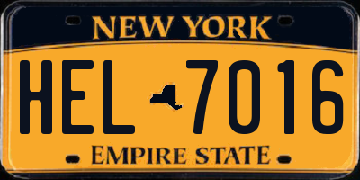NY license plate HEL7016