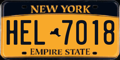 NY license plate HEL7018