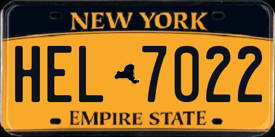 NY license plate HEL7022
