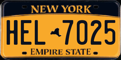 NY license plate HEL7025