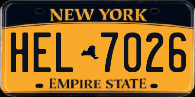 NY license plate HEL7026