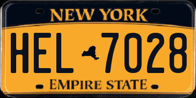 NY license plate HEL7028