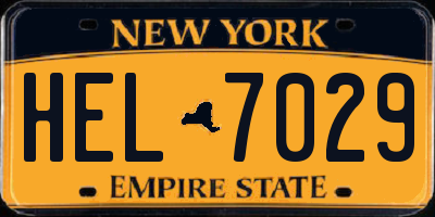 NY license plate HEL7029