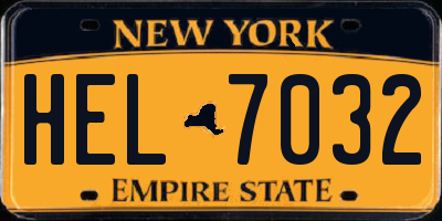 NY license plate HEL7032