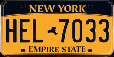 NY license plate HEL7033